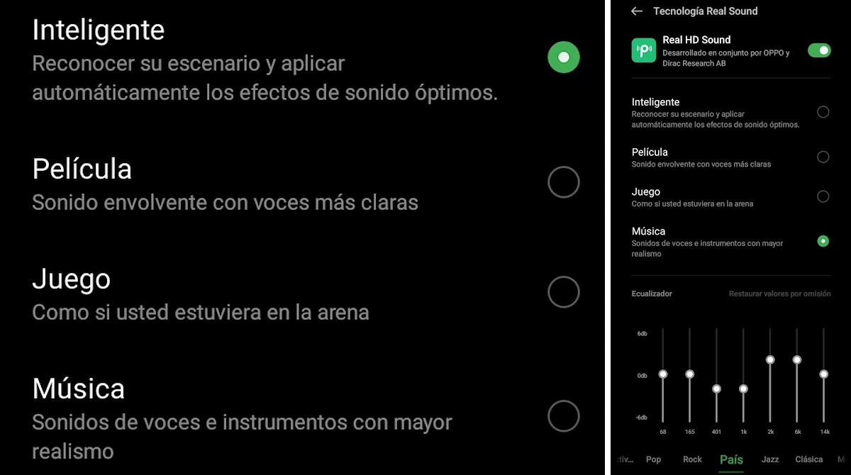 Configuración de audio en el OPPO A77