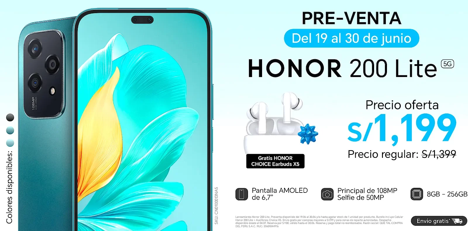 Precio preventa HONOR 200 Lite en Perú