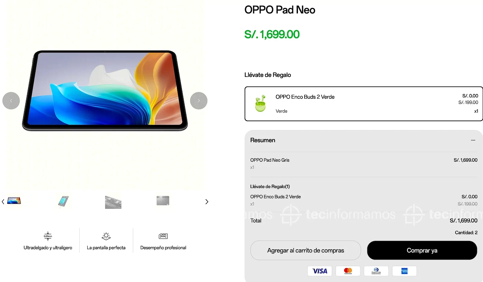 Precio OPPO Pad Neo en Perú