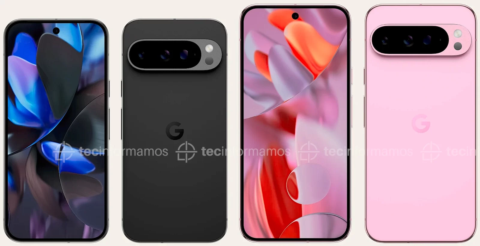 Google Pixel 9 Pro y 9 Pro XL en color Obsidian y Rose Quartz