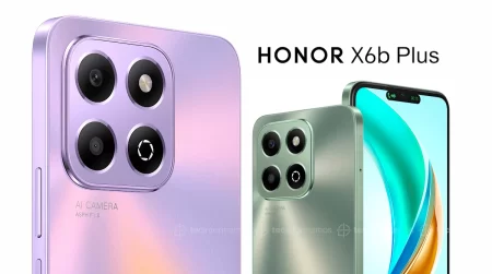 HONOR X6b Plus en color Púrpura y Verde