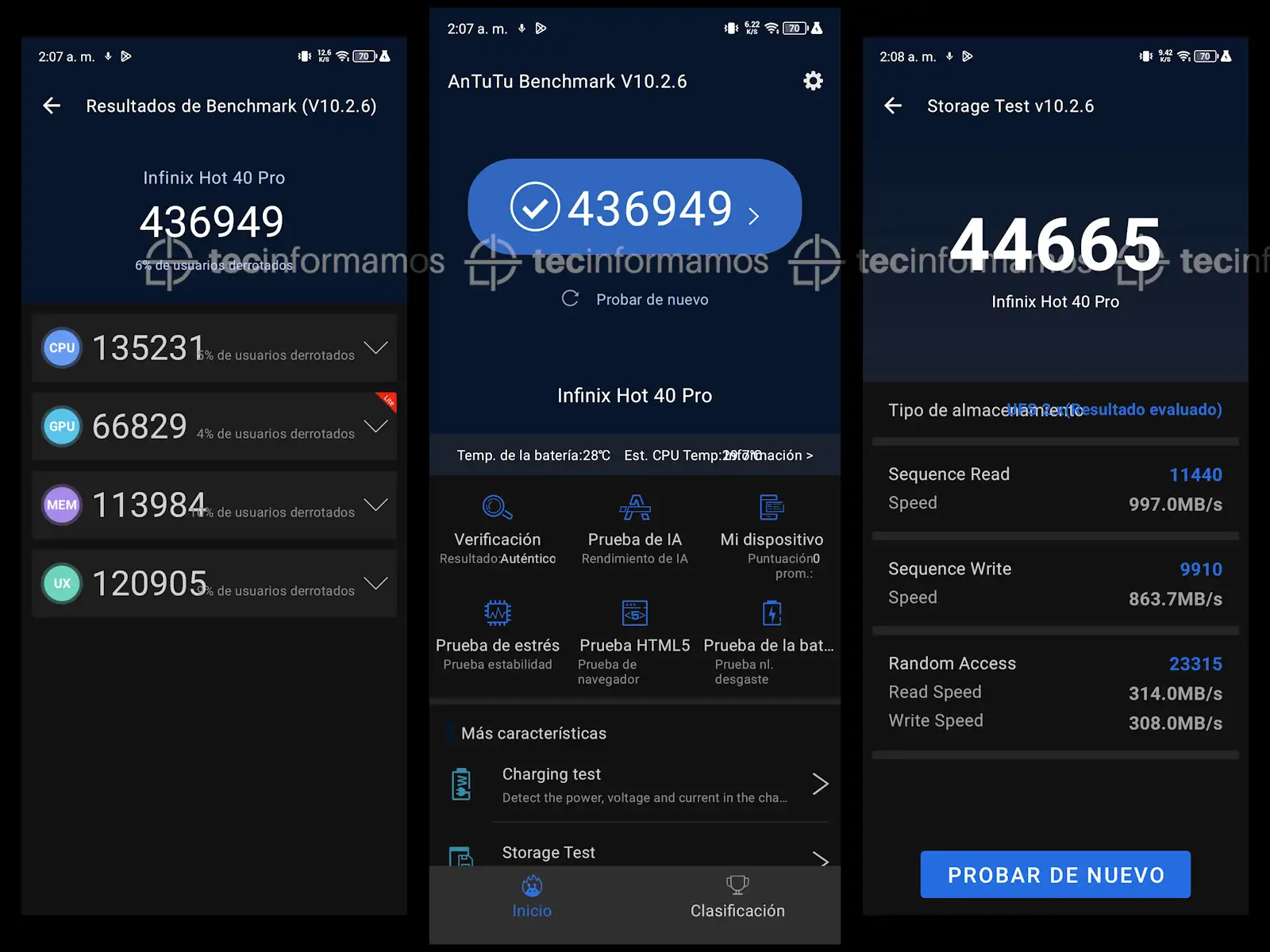 Benchmarks en el Infinix HOT 40 Pro