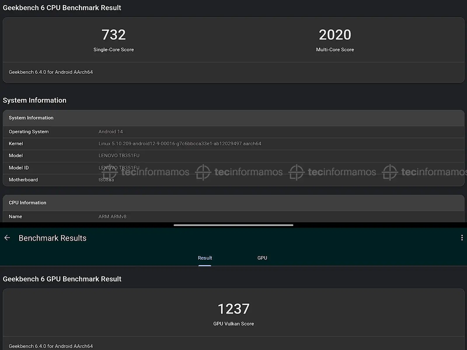 Lenovo Tab Plus Geekbench