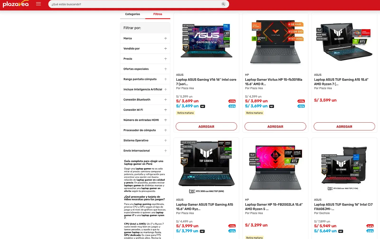 Laptop gamer plazaVea