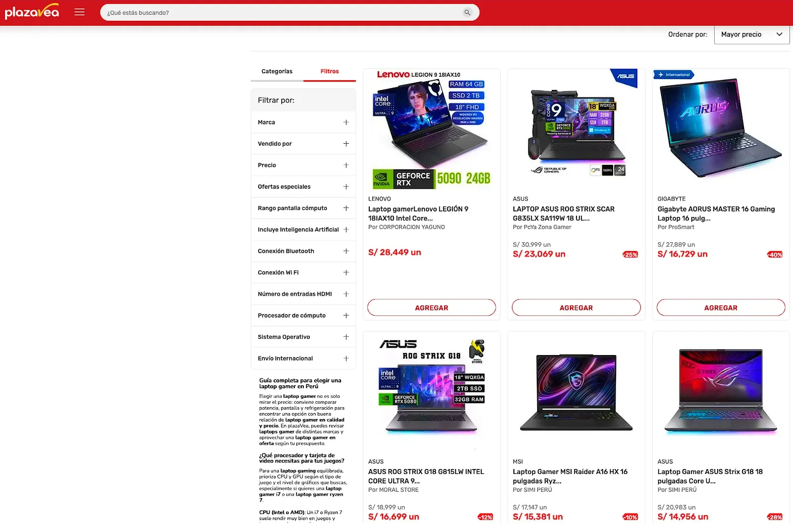 Laptop gamer plazaVea